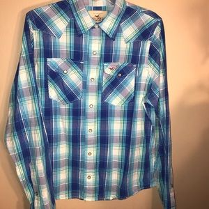 Men’s Hollister plaid western style shirt xL